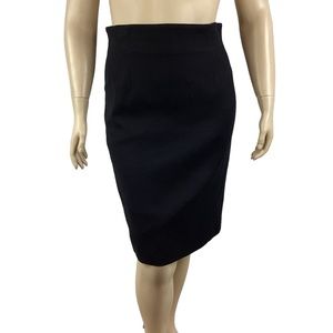Escada Wool Pencil Skirt Size 14 Black